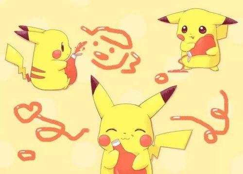 皮卡丘吃瓜画作,萌宠美食瞬间